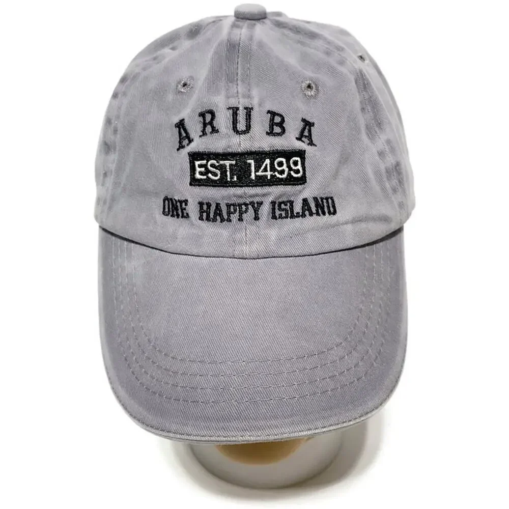 Aruba One Happy Island Ball Cap Grey Adjustable 100% Cotton